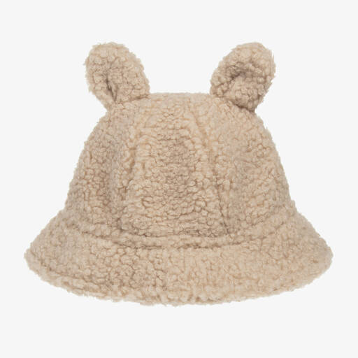 Catya-Girls Beige Teddy Fleece Bucket Hat | Childrensalon