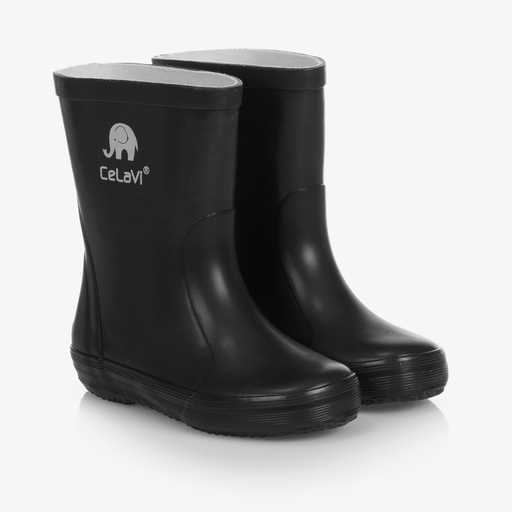 CeLaVi-Black Rubber Rain Boots | Childrensalon