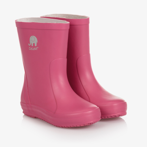 CeLaVi-Girls Pink Rubber Rain Boots | Childrensalon