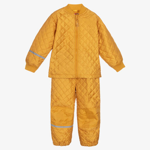 CeLaVi-Yellow Quilted Jacket & Trouser Set | Childrensalon