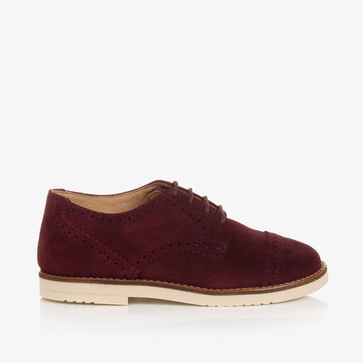 Children's Classics-Boys Burgundy Red Suede Leather Brogue Shoes | Childrensalon