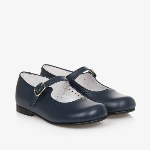 Children's Classics-Girls Navy Blue Leather Shoes | Childrensalon