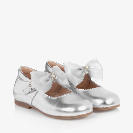 Children's Classics-Girls Silver Leather Shoes | Childrensalon