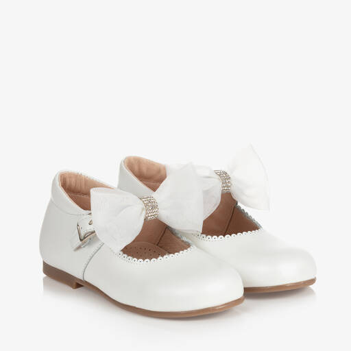 Children's Classics-Girls White Leather Shoes | Childrensalon