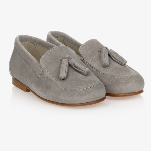 Children's Classics-Grey Suede Loafer Shoes | Childrensalon