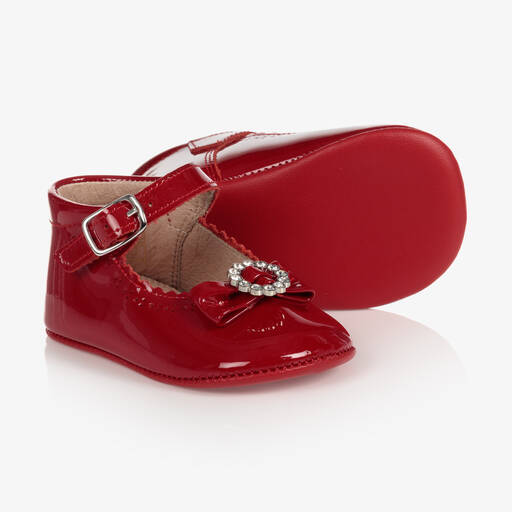 Children's Classics-Red Leather Pre-Walker Shoes | Childrensalon