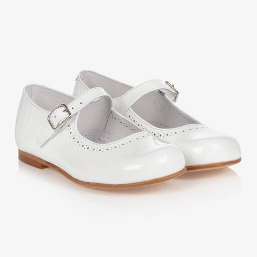 Children's Classics-حذاء جلد صناعي لامع لون أبيض للبنات | Childrensalon