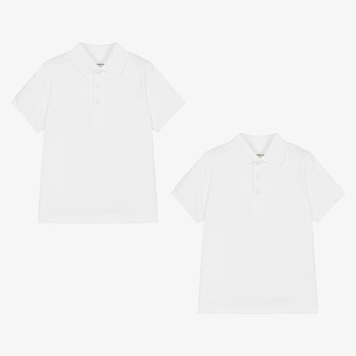 Childrensalon Essentials-Boys White Organic Cotton Polo Shirts (2 Pack) | Childrensalon