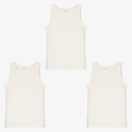 Childrensalon Essentials-Boys White Organic Cotton Vests (3 Pack) | Childrensalon