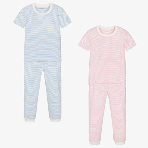 Childrensalon Essentials-Girls Blue & Pink Stripe Pyjamas (2 Pack) | Childrensalon