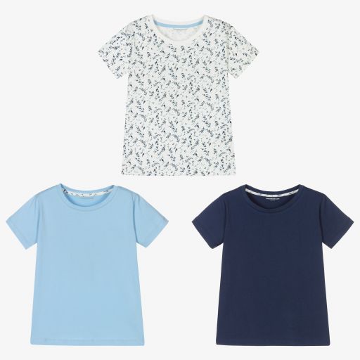 Childrensalon Essentials-Girls Blue T-Shirts (3 Pack) | Childrensalon