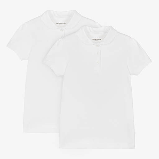 Childrensalon Essentials-Girls White Organic Polo Shirt (2 Pack) | Childrensalon