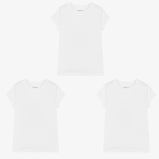 Childrensalon Essentials-Girls White Organic T-Shirts (3 Pack) | Childrensalon