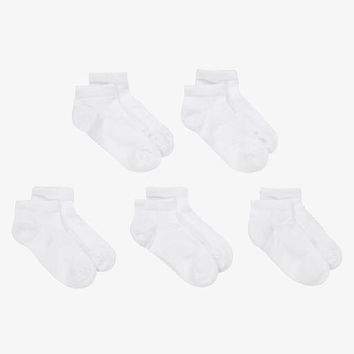 Childrensalon Essentials-White Cotton Trainer Socks (5 Pack) | Childrensalon