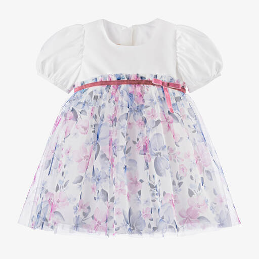 Childrensalon Occasions-Baby Girls Pink & Blue Floral Tulle Dress | Childrensalon