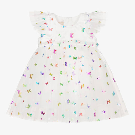 Childrensalon Occasions-Baby Girls White Tulle Butterfly Dress | Childrensalon