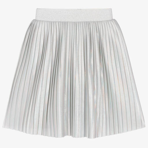 Childrensalon Occasions-Girls Iridescent Silver Pleated Skirt | Childrensalon