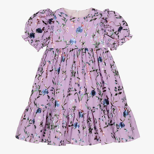 Childrensalon Occasions-Girls Lilac Floral Chiffon Dress | Childrensalon