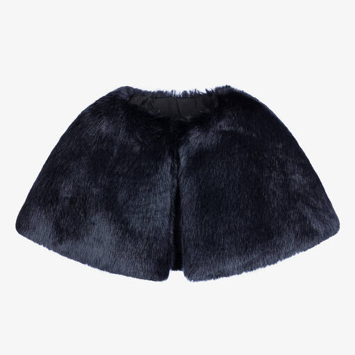 Childrensalon Occasions-Girls Navy Blue Faux Fur Cape | Childrensalon