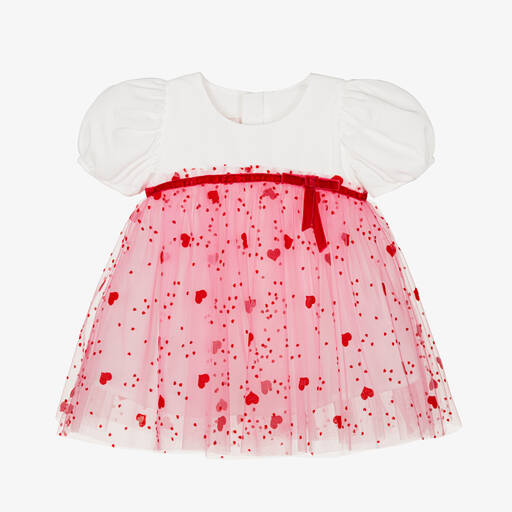 Childrensalon Occasions-Girls Pink Satin & Tulle Heart Dress  | Childrensalon