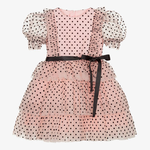 Childrensalon Occasions-Girls Pink Tulle Polka Dot Dress | Childrensalon