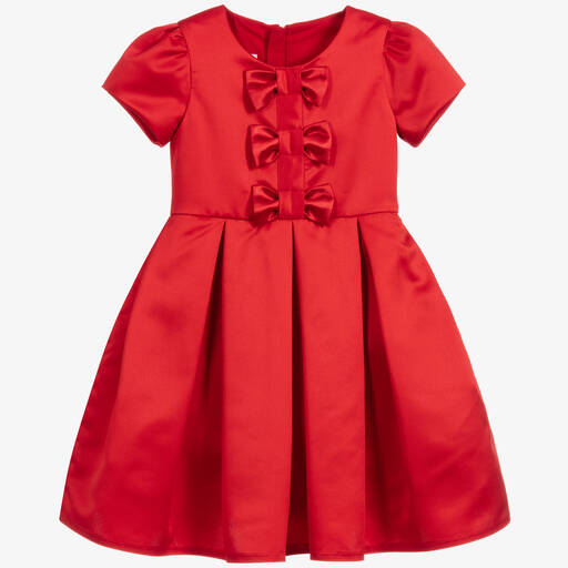 Childrensalon Occasions-Girls Red Satin Bow Dress | Childrensalon
