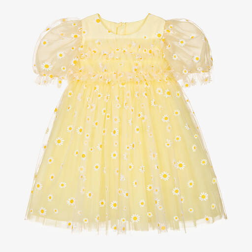 Childrensalon Occasions-Girls Yellow Tulle Daisy Dress | Childrensalon