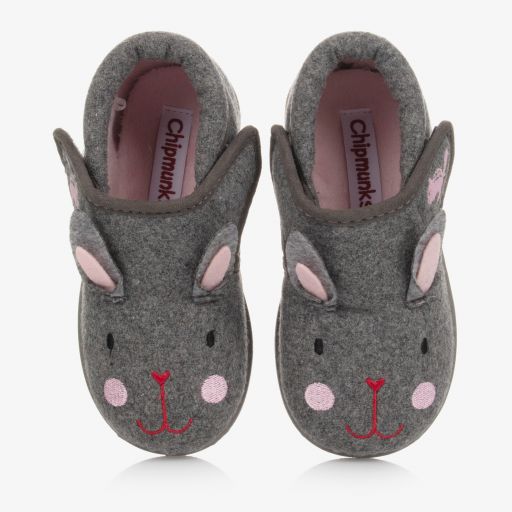 Chipmunks-Серые тапочки с кроликами для девочек | Childrensalon