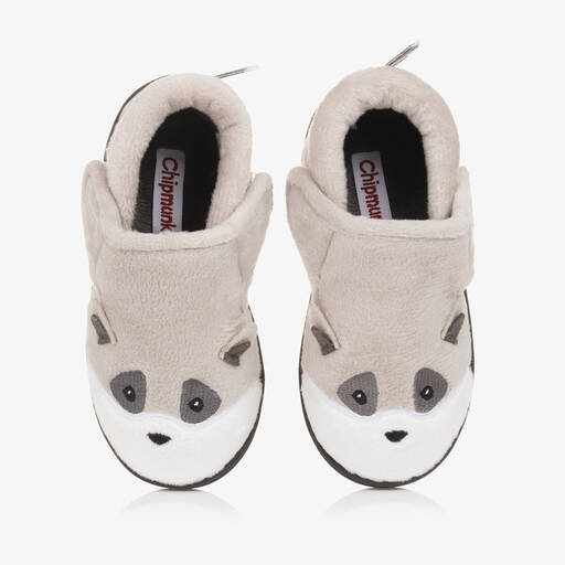 Chipmunks-Grey Fleece Slippers | Childrensalon