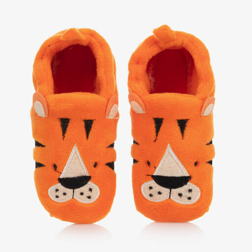 Chipmunks-Orange Tiger Baby Slippers | Childrensalon