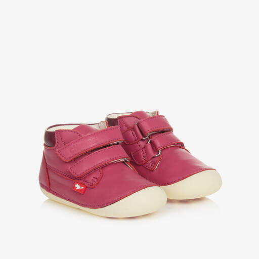 Chipmunks-Pink Leather First-Walker Boots | Childrensalon