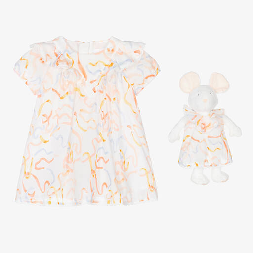 Chloé-Baby Dress & Mouse Toy Gift Set | Childrensalon