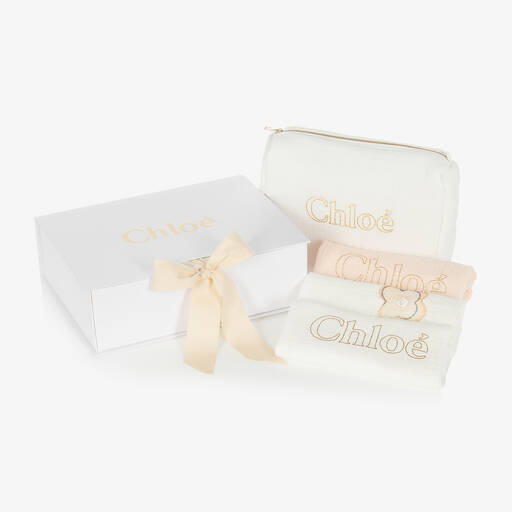 Chloé-Baby Girls Ivory Cotton Muslin Gift Set | Childrensalon