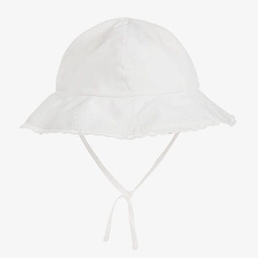 Chloé-Baby Girls Ivory Cotton Sun Hat | Childrensalon