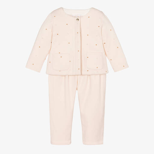 Chloé-Baby Girls Pink Floral Trousers Set | Childrensalon