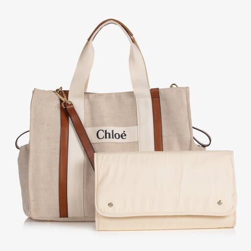 Chloé-Ecru Logo Changing Bag (40cm) | Childrensalon