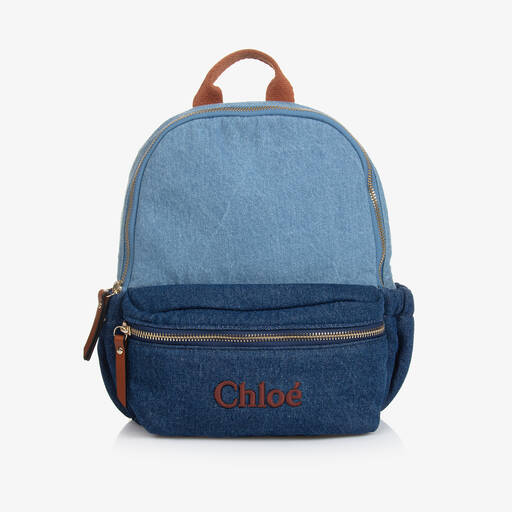 Chloé-Girls Blue Denim Backpack (26cm) | Childrensalon