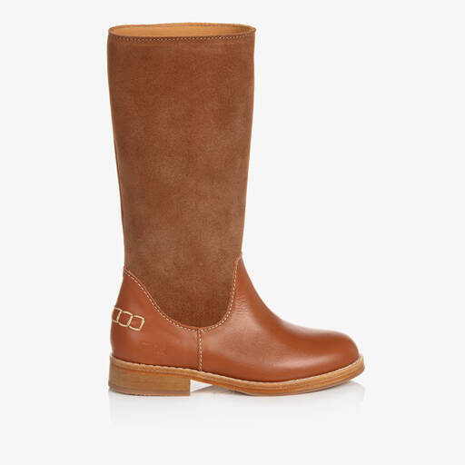 Chloé-Girls Brown Suede & Leather Boots | Childrensalon