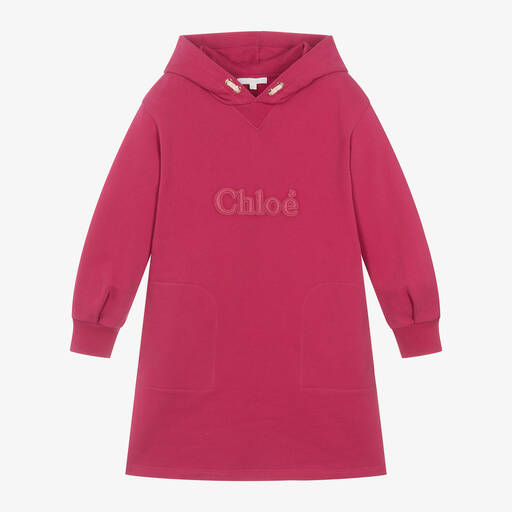 Chloé-Girls Fuchsia Pink Hoodie Dress | Childrensalon