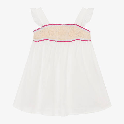 Chloé-Girls Ivory Cotton Voile Dress | Childrensalon