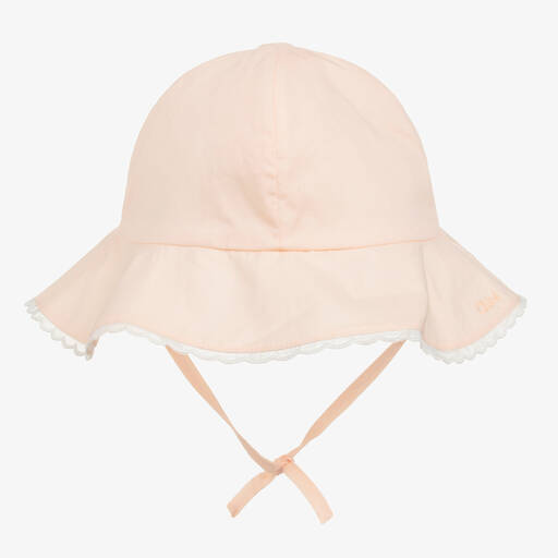 Chloé-Girls Light Pink Organic Cotton Hat | Childrensalon