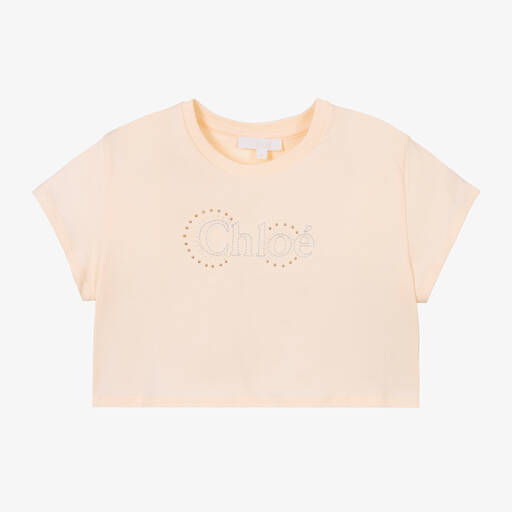 Chloé-Girls Pale Pink Embroidered Cotton T-Shirt | Childrensalon