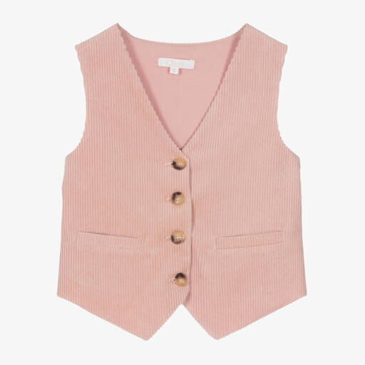 Chloé-Girls Pink Corduroy Waistcoat | Childrensalon