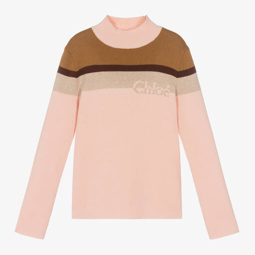 Chloé-Girls Pink Cotton Knit Jumper | Childrensalon