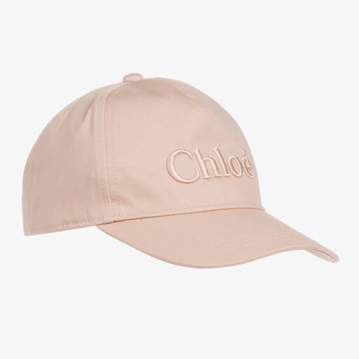 Chloé-Girls Pink Cotton Logo Cap | Childrensalon