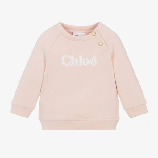 Chloé-Girls Pink Cotton Sweatshirt | Childrensalon