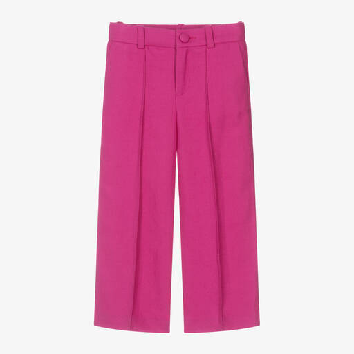 Chloé-Girls Pink Linen & Cotton Twill Trousers | Childrensalon