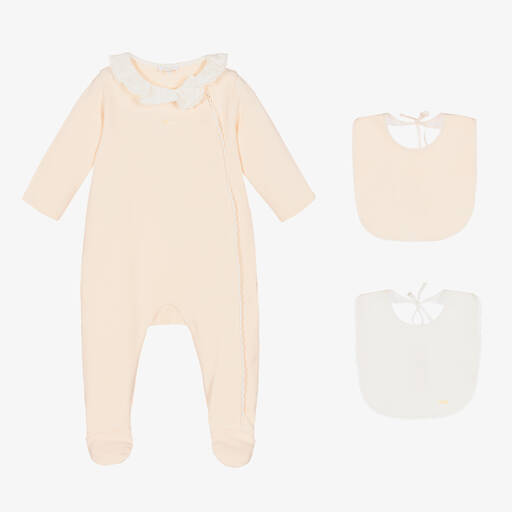Chloé-Girls Pink Organic Cotton Babygrow Set | Childrensalon