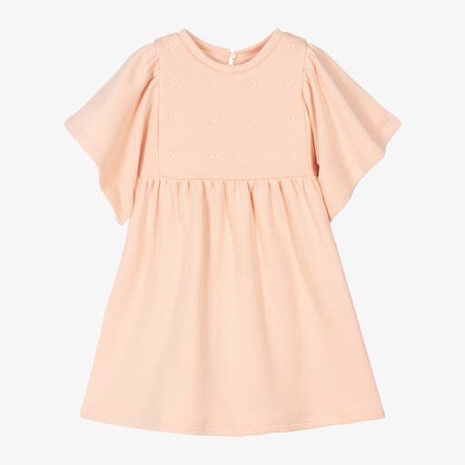 Chloé-Girls Pink Organic Cotton Embroidered Dress | Childrensalon