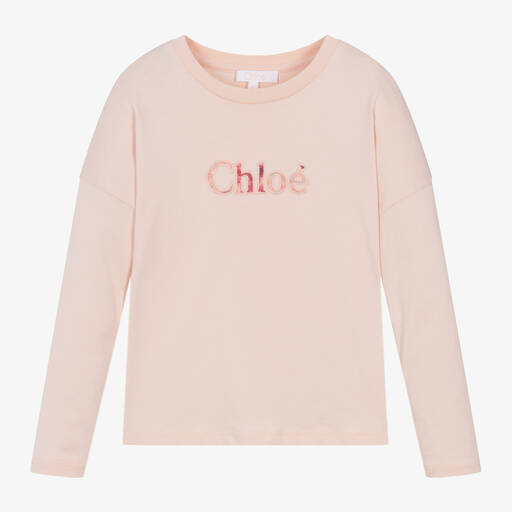 Chloé-Girls Pink Organic Cotton Top | Childrensalon